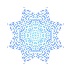 Blue flower mandala. Vector anti-stress therapy round pattern for coloring book. Blue mandala on white background. Floral ornament for relax, coloring book, tattoo