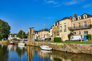 Fototapeta na wymiar Image of Redon, Brittany, France, from the river Vilaine