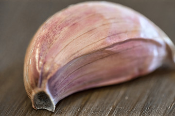 Garlic close up on wooden background