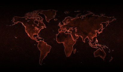 world map of Corona Virus COVID-19, red background ver.2