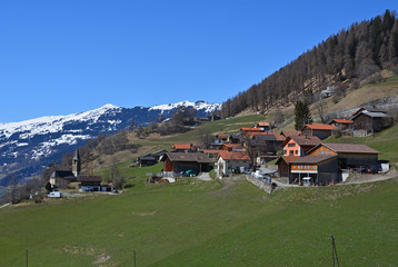 Fototapeta na wymiar Das Dorf Scheid im Domleschg, Dorfteil Purz, Kanton Graubünden