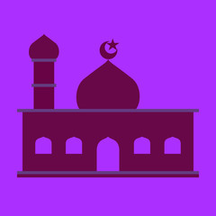 Ramadhan Kareem for Moslem Holy Month Fasting with Crescent and Mosque Architecture