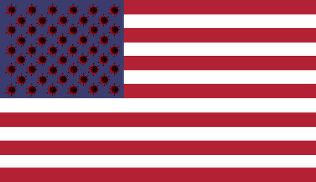 USA flag coronavirus Infection.