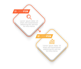 Minimal Business Infographics template. Timeline with 2 steps, options and marketing icons .Vector linear infographic with two conected elements. Can be use for presentation.