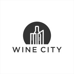 wine city logo style line art 