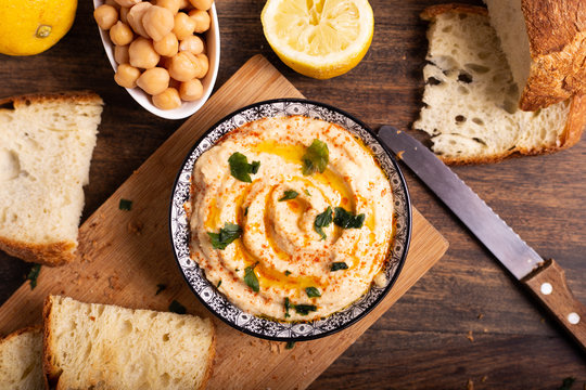 Chickpeas hummus. Healthy and nutritious food, suitable for athletes excellent source of vegetable protein.