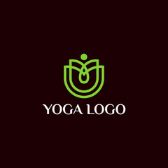 Yoga logo design concept template style line art