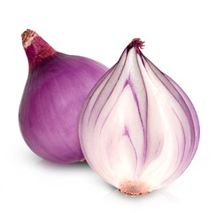 fresh red onion isolated on white background