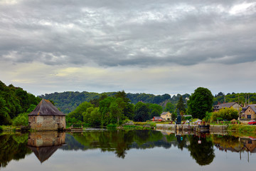 Fototapeta na wymiar Image of la Vilaine River, Lock, Ecluse, Brittany, France