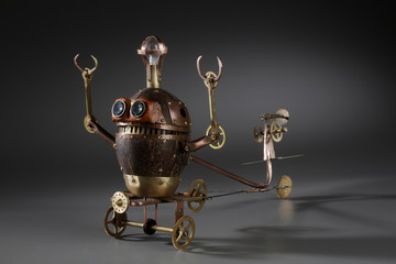 Steampunk Robot Made Of Coconut