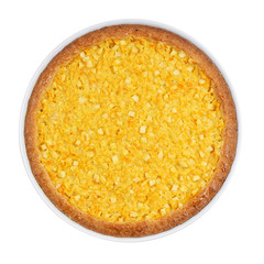 Homemade Apple Lemon Pie. Top view. Isolated on white background.