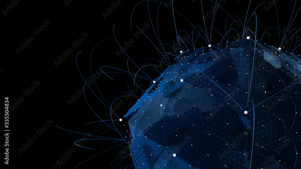 Poster 3d render of complex geometry. artificial intelligence concept. technology theme...