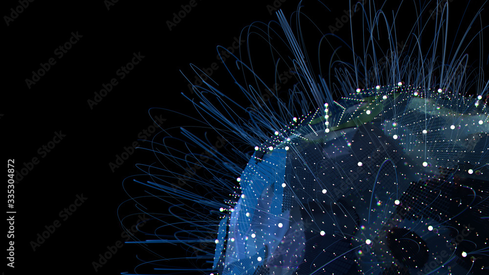 Poster 3d render of complex geometry. artificial intelligence concept. technology theme...