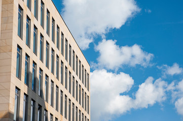 Fototapeta na wymiar Closeup of the modern office building on a sunny day