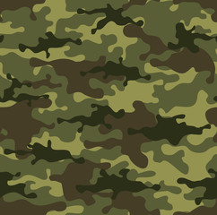 The green camouflage seamless pattern. Print on fabric on paper. Vector