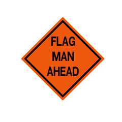 Flag Men Ahead Traffic Road Sign ,Vector Illustration, Isolate On White Background Icon.