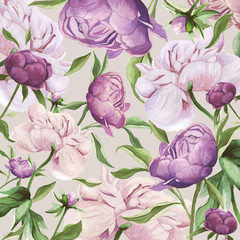 peony flowers, hand-drawn watercolors, sketch, elements, pattern, set