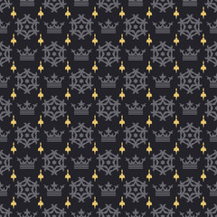 Royal background wallpaper with a seamless pattern on a black background. Texture design: textiles, wrapping paper.