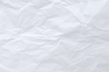white crumpled paper texture background.