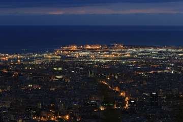 Beautiful view of barcelona at night
