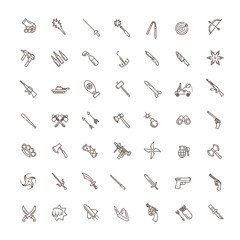 Weapons vector icons set, cold steel arms