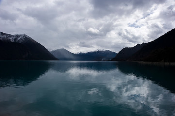 beautiful lake and mountains in Tibet, China 