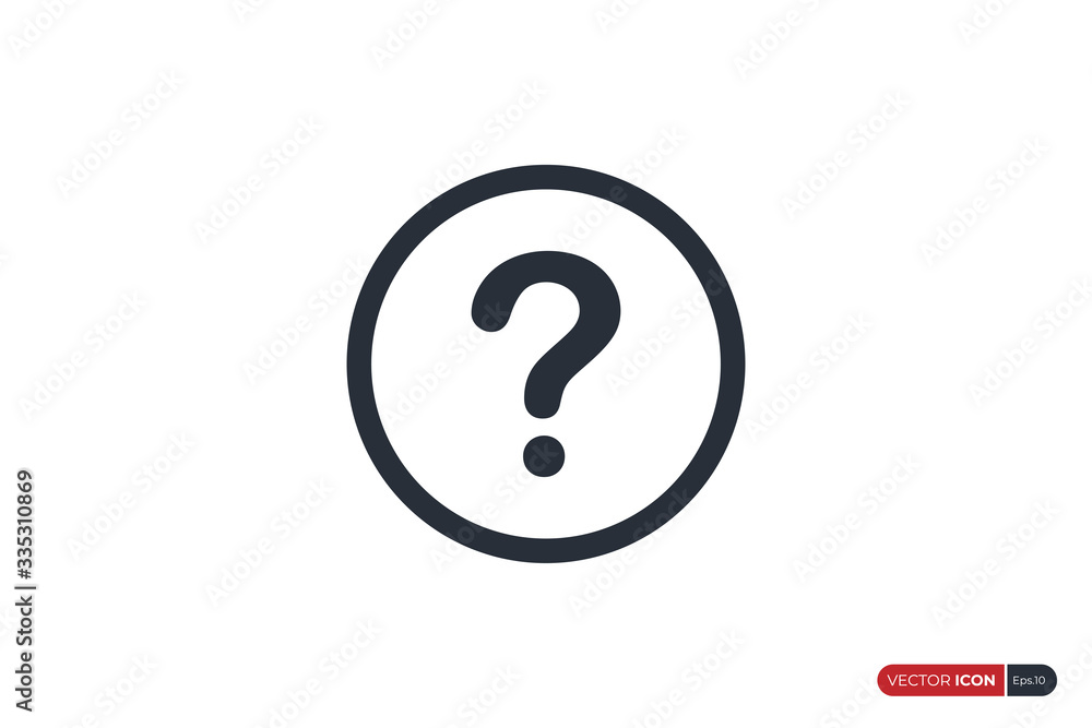 Poster question icon with circle line isolated on white background. flat vector icon design template elemen