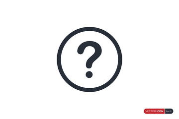 Question Icon with Circle Line isolated on White Background. Flat Vector Icon Design Template Element.