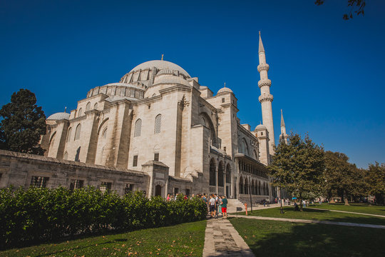 Turkey, the city of Istanbul, in the pictures one of the mosques of the city, outside.