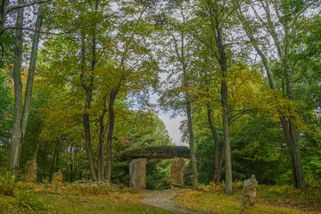 Bangor, Pennsylvania, USA: Standing stone at Columcille Megalith Park, a non-profit park rooted in Celtic spirituality on the Kittatinny Ridge of the Appalachian Mountains.