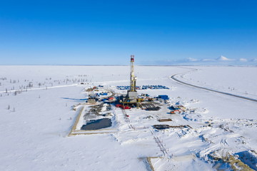 Drilling a gas well in the Yamal tundra