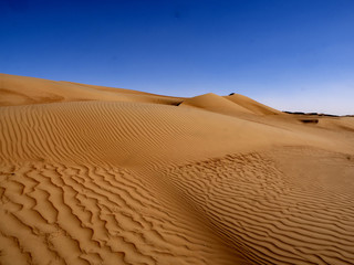 Fototapeta na wymiar The wind makes the sand of the Omani desert a beautiful formation, Oman