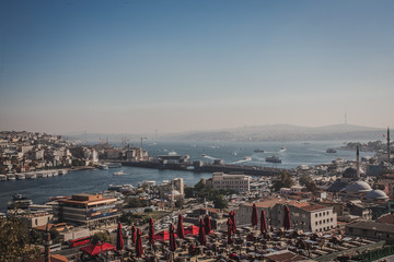 Turkey, Istanbul city, Bering Strait top view of the city.
