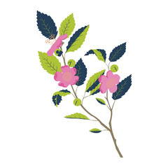 vector illustration of a branch of lilac