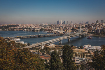 Fototapeta na wymiar Turkey, Istanbul city, Bering Strait top view of the city.
