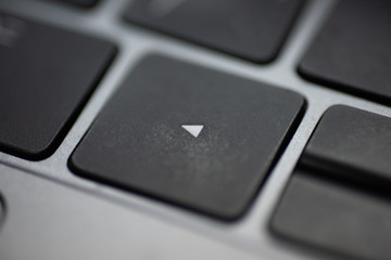 Close up sign on laptop keyboard.