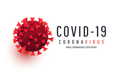Coronavirus cell and copyspace isolated on white background for infographic, information banner or flyer.
