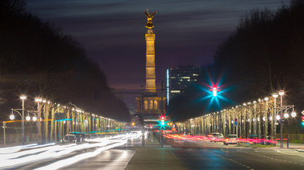 Fototapeta premium The Berlin obelisk in long exposure at night