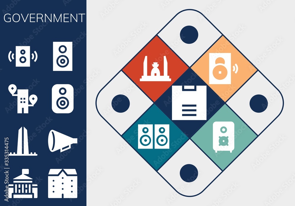 Poster Modern Simple Set of government Vector filled Icons