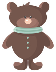 Cute teddy bear. Beautiful toy in cartoon style.