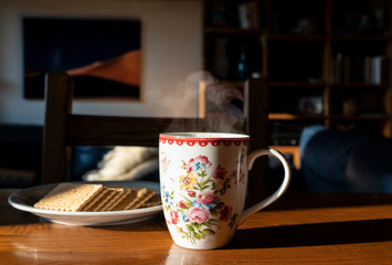 breakfast with coffee and biscuits at home