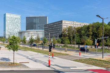 Cityscape Kirchberg, area of Luxembourg with modern buildings European Union