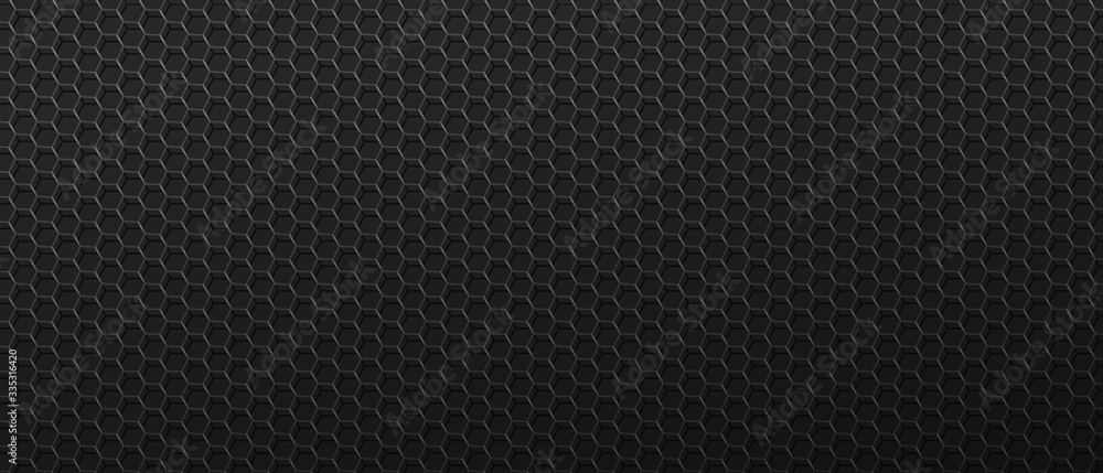 Poster black background with metal mesh with hexagonal cells