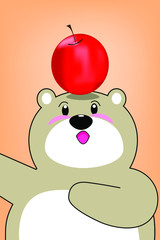 teddy bear with red apple