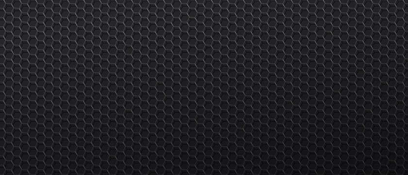 Black background with metal mesh with hexagonal cells