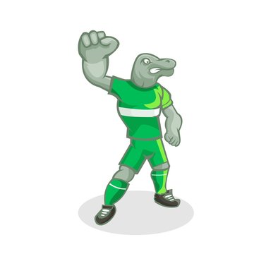 Komodo dragon cartoon mascot design with modern illustration concept style for sport team.The color can be edited according to your favorite team.