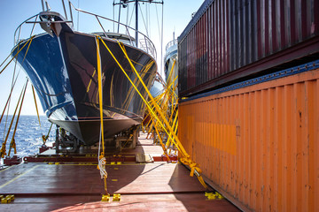 transportation of yachts by heavy lift vessel, securing and lashing © Kirk
