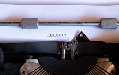 Vintage typewriter with a text