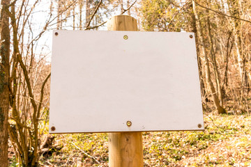 Blanko Hinweisschild im Wald