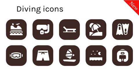 Modern Simple Set of diving Vector filled Icons